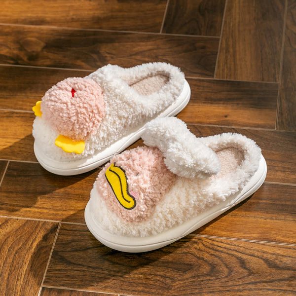 Chic Cartoon Duck Plush Slippers - Modakawa Modakawa