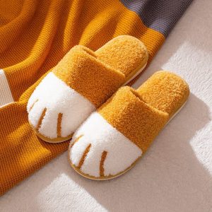 Girlfriend Boyfriend Cartoon Kitty Paw Plush Slippers - Modakawa modakawa