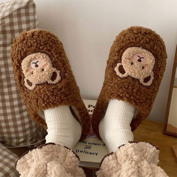 Cute Cartoon Bear Plush Slippers - Modakawa Modakawa