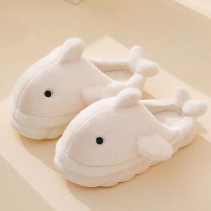 Girlfriend Boyfriend Cartoon Whale Plush Slippers - Modakawa modakawa