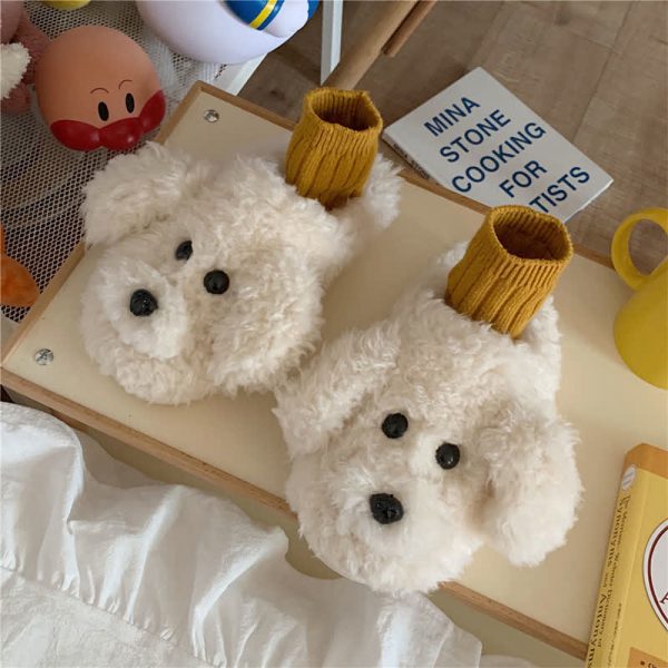 Cute Cartoon Puppy Long Ears Plush Slippers - Modakawa Modakawa