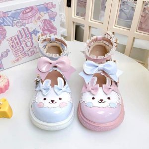 Round Toe Bunny Lolita Mary Janes Shoes - Modakawa modakawa