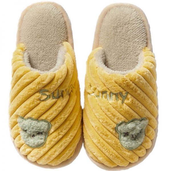 Cute Bear Letters Plush Slippers - Modakawa Modakawa