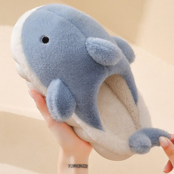 Girlfriend Boyfriend Cartoon Whale Plush Slippers - Modakawa modakawa