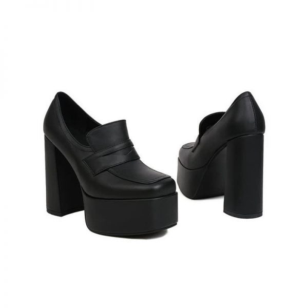 Sqaure Toe Chunk High Heel Mary Janes Shoes - Modakawa modakawa