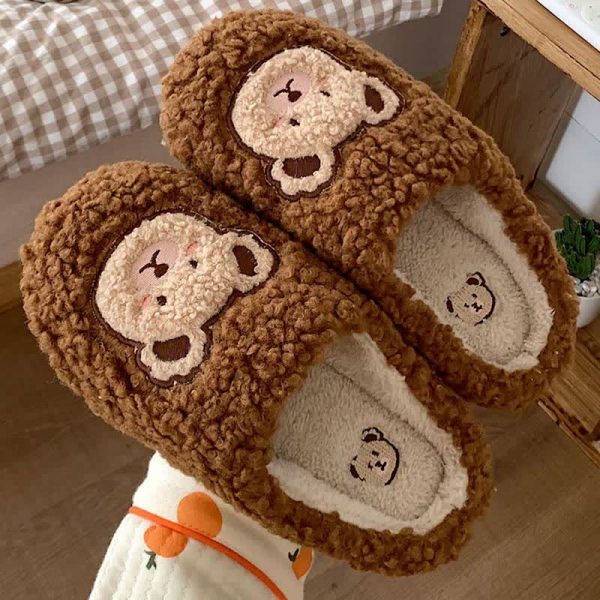 Cute Cartoon Bear Plush Slippers - Modakawa Modakawa