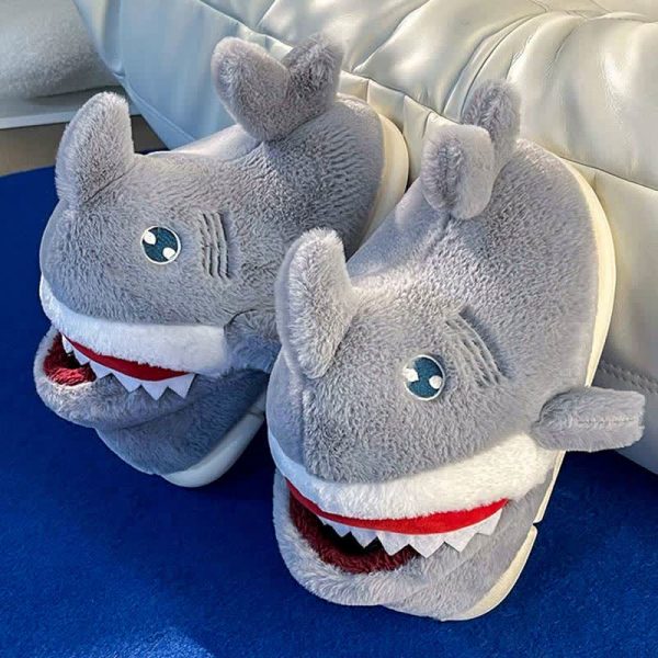 Cute Cartoon Shark Plush Slippers - Modakawa Modakawa