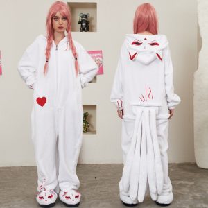 Nine-tailed Fox Plush Pajamas With Slippers Hooded Winter Sleepwear - Modakawa Modakawa