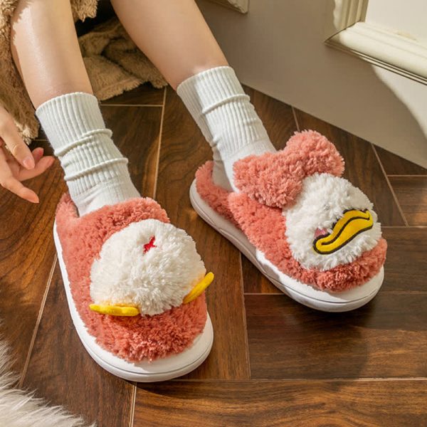 Chic Cartoon Duck Plush Slippers - Modakawa Modakawa