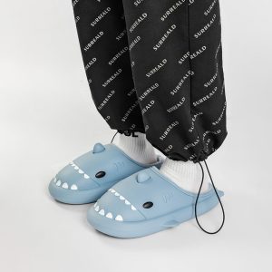 Girlfriend Boyfriend Cartoon Shark Casual Plush Slippers - Modakawa Modakawa