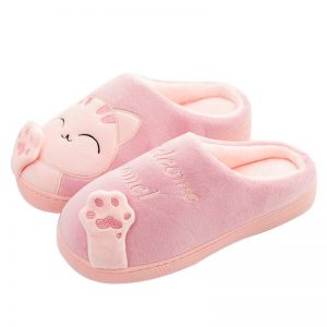 Cat Letters Antlers Plush Slippers - Modakawa Modakawa