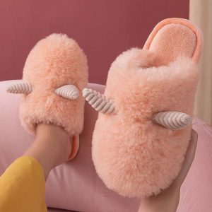 Sheep Horns Plush Slippers - Modakawa Modakawa