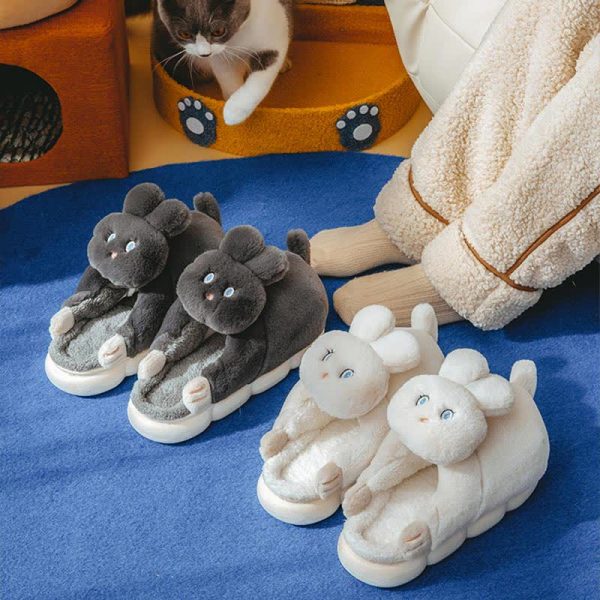 Cute Cartoon Bunny Bear Plush Slippers - Modakawa Modakawa