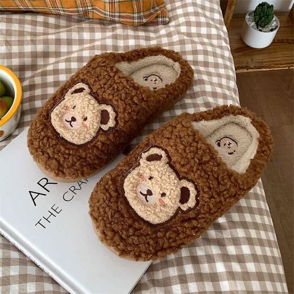 Cute Cartoon Bear Plush Slippers - Modakawa Modakawa