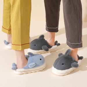 Girlfriend Boyfriend Cartoon Whale Plush Slippers - Modakawa modakawa