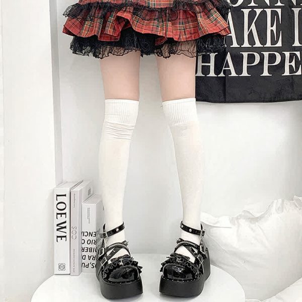 Bow Knot Star Strap Buckle Platform Lolita Shoes - Modakawa modakawa