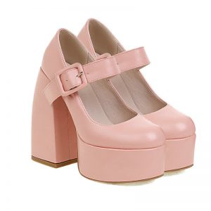 Pure ColorChunk High Heel Mary Janes Shoes - Modakawa modakawa