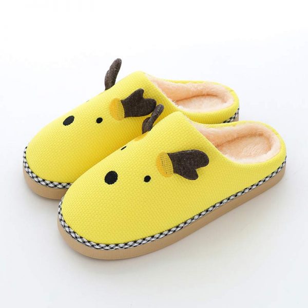 Cat Letters Antlers Plush Slippers - Modakawa Modakawa