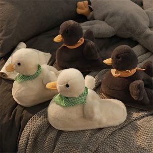 Cute Cartoon Scarf Duck Plush Slippers - Modakawa Modakawa