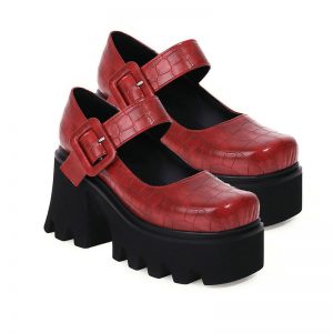 Vintage Mary Jane Shoes Platform Strap Buckle - Modakawa Modakawa