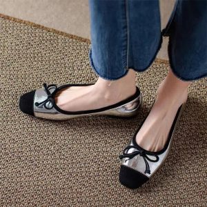 Sqaure Toe Bowknot Colorblock Mary Janes Flats Shoes - Modakawa modakawa