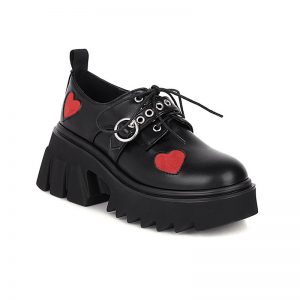 Red Heart Lolita Mary Janes Shoes - Modakawa Modakawa