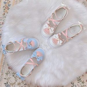 Colorblock Bow Knot Lolita Mary Janes Shoes - Modakawa Modakawa